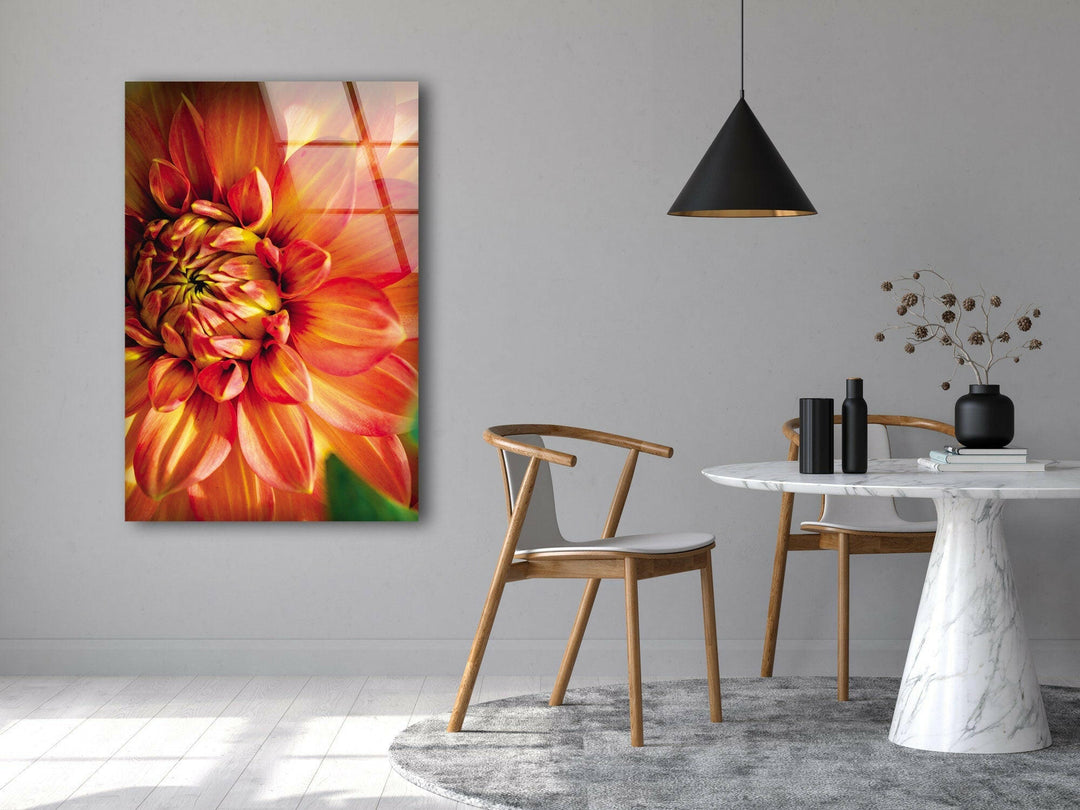 Closeup Vivid Red Flower Glass Wall Art, glass image printing, glass prints from photos