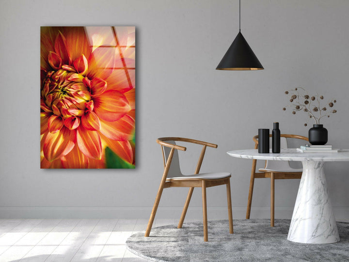 Closeup Vivid Red Flower Glass Wall Art, glass image printing, glass prints from photos