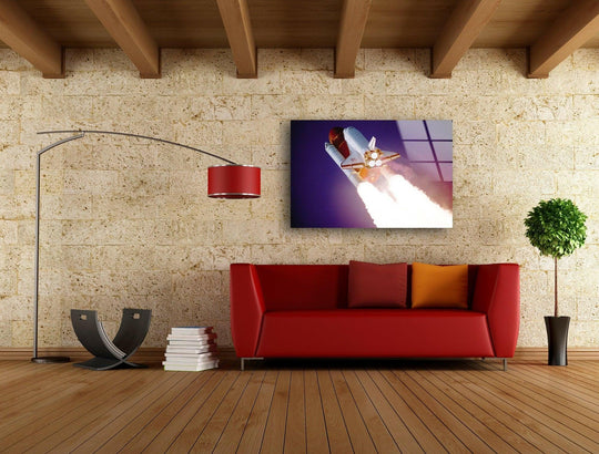 Space Wall Art shows space shuttle on glossy glass wall art a glass art painting plus personalized glass art for space decor