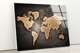 World Map Tempered Glass Wall Art