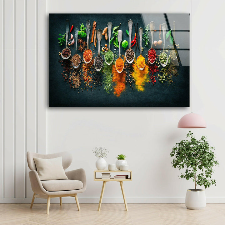 Spoon Spices Glass Wall Art - Are you looking for glass to buy or wall art near me? You can look around and buy things from our online store without leaving your house. Your painting made of glass, glass wall decor for the living room, or modern glass wall art will get to you safely and ready to hang thanks to safe packing and free shipping.