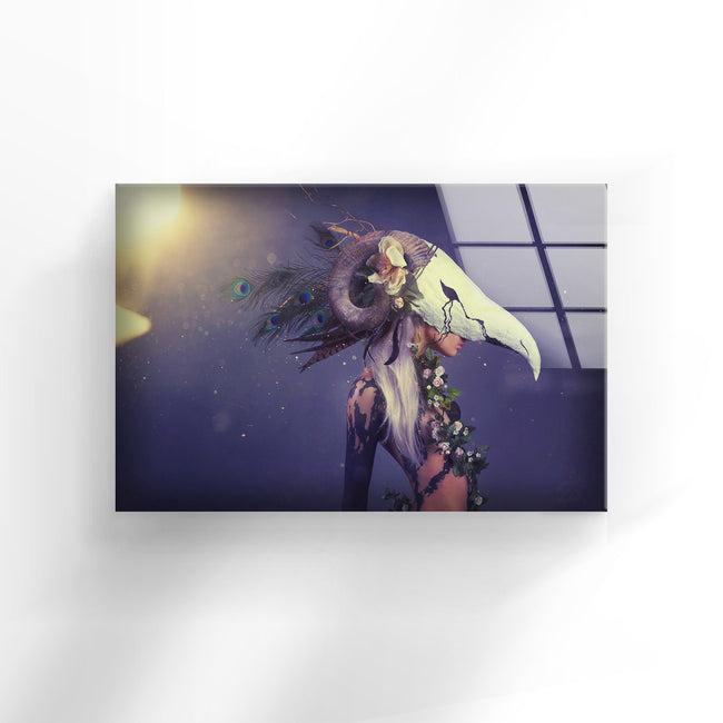 Abstract Cool Woman Tempered Glass Wall Art