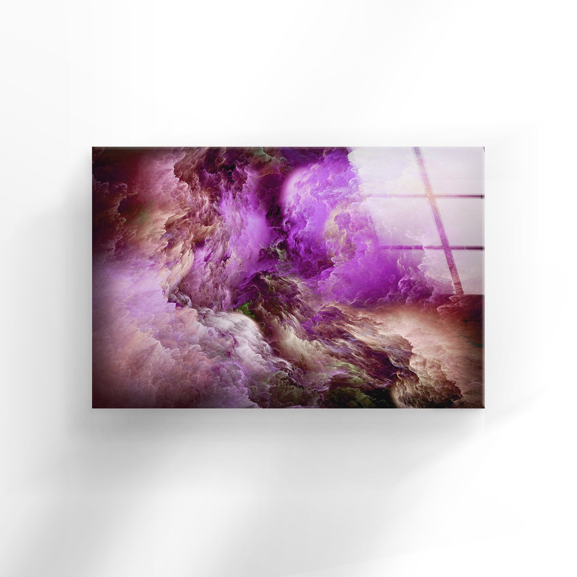Purple Abstract Tempered Glass Wall Art