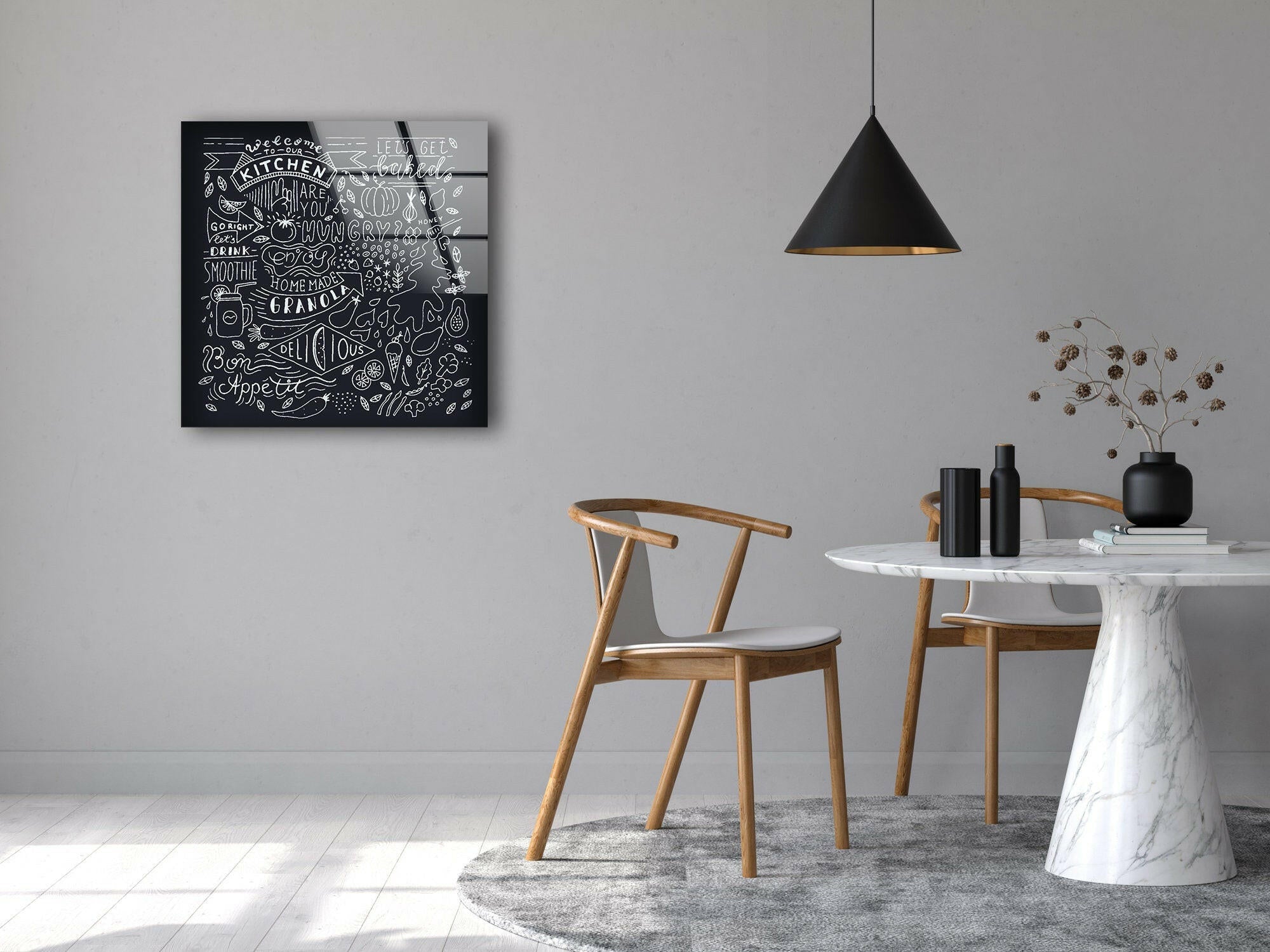 Kitchen Text Writing Tempered Glass Wall Art