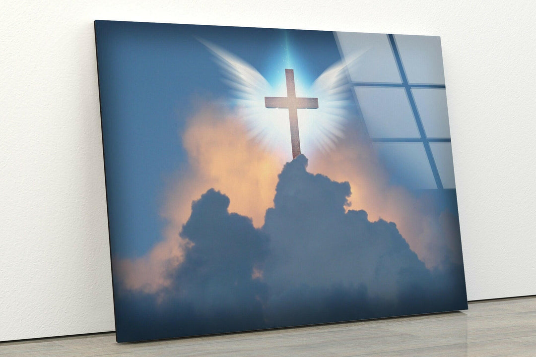 Cross Crucifix Glass Wall Art Decor | Glass Art Prints