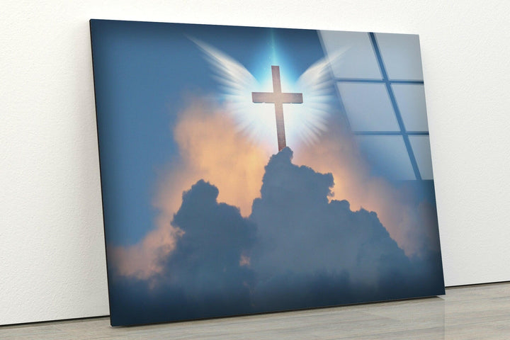 Cross Crucifix Glass Wall Art Decor | Glass Art Prints