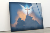 Cross Crucifix Tempered Glass Wall Art