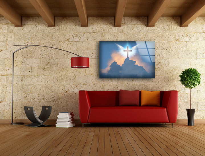 Cross Crucifix Glass Wall Art | Custom Glass Pictures