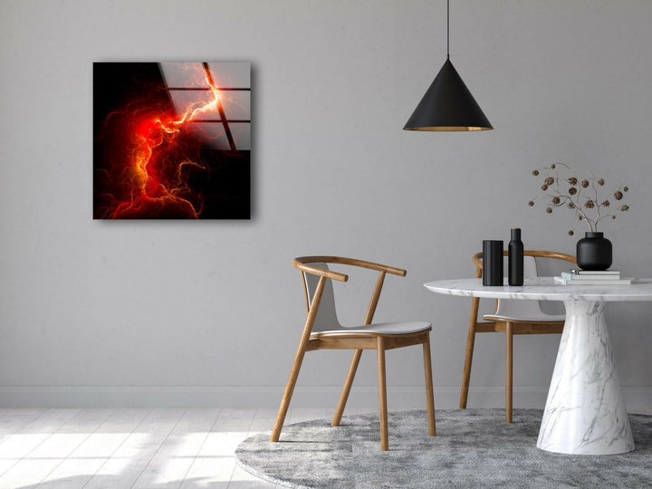 Red Storm Abstract Glass Wall Art