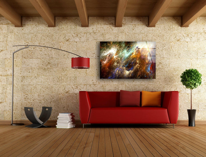 Abstrakte Wandkunst aus Glas mit Sturm und Blitz