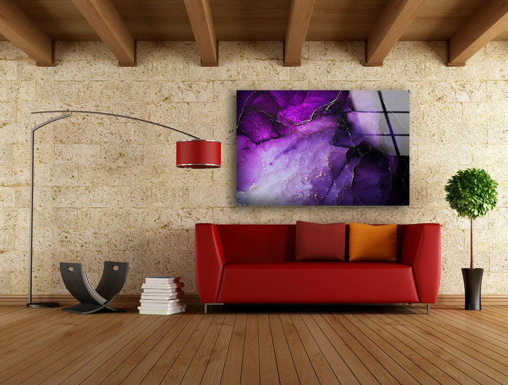 Luxuriöse lila abstrakte Glaswandkunst