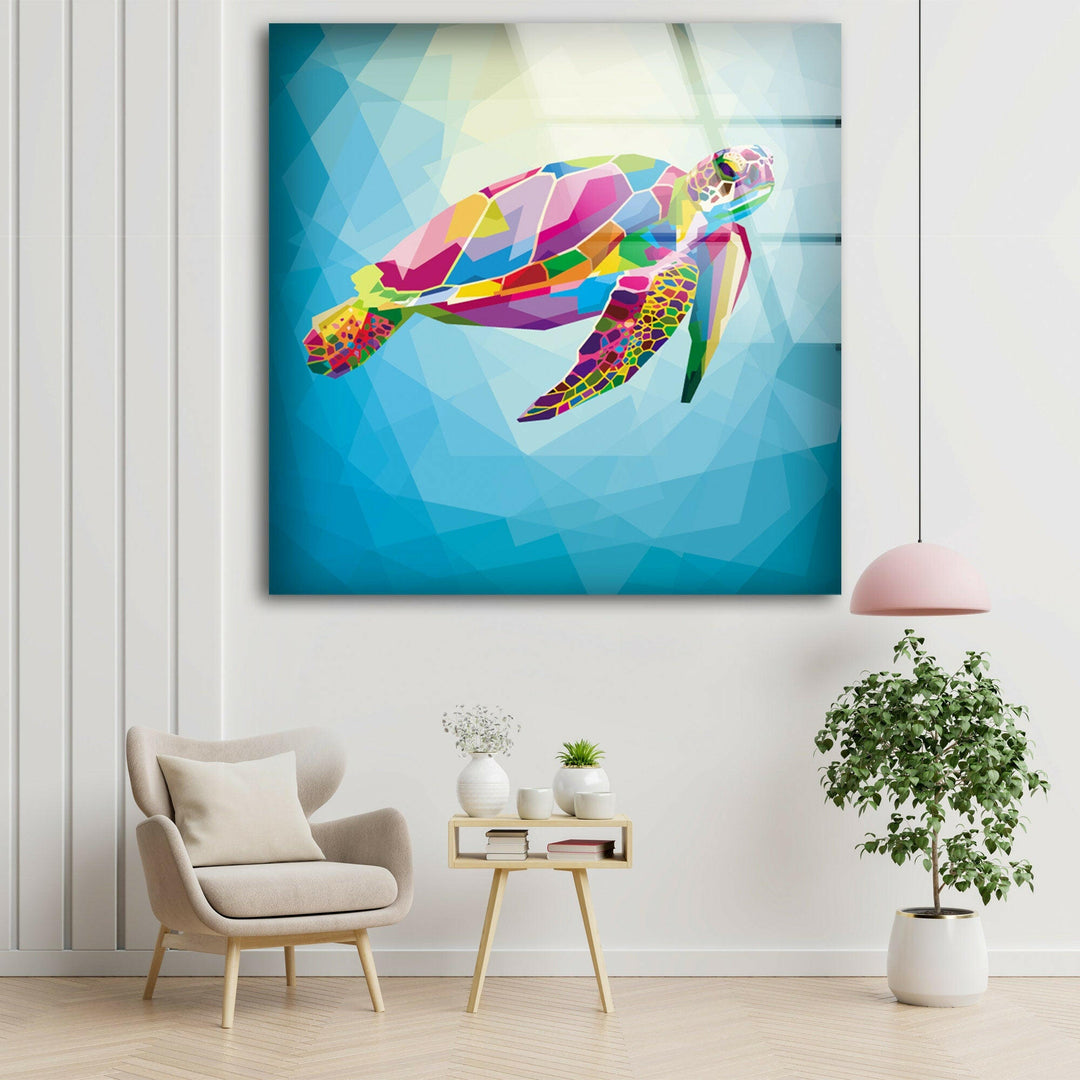 Colorful Caretta Glass Wall Art print on glass, glass printed photos
