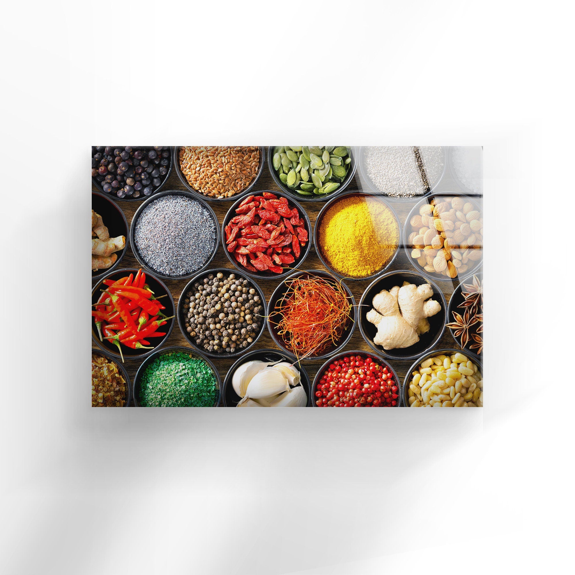 Spices & Herbs Kitchen Wall Art Tempered Glass Wall Art