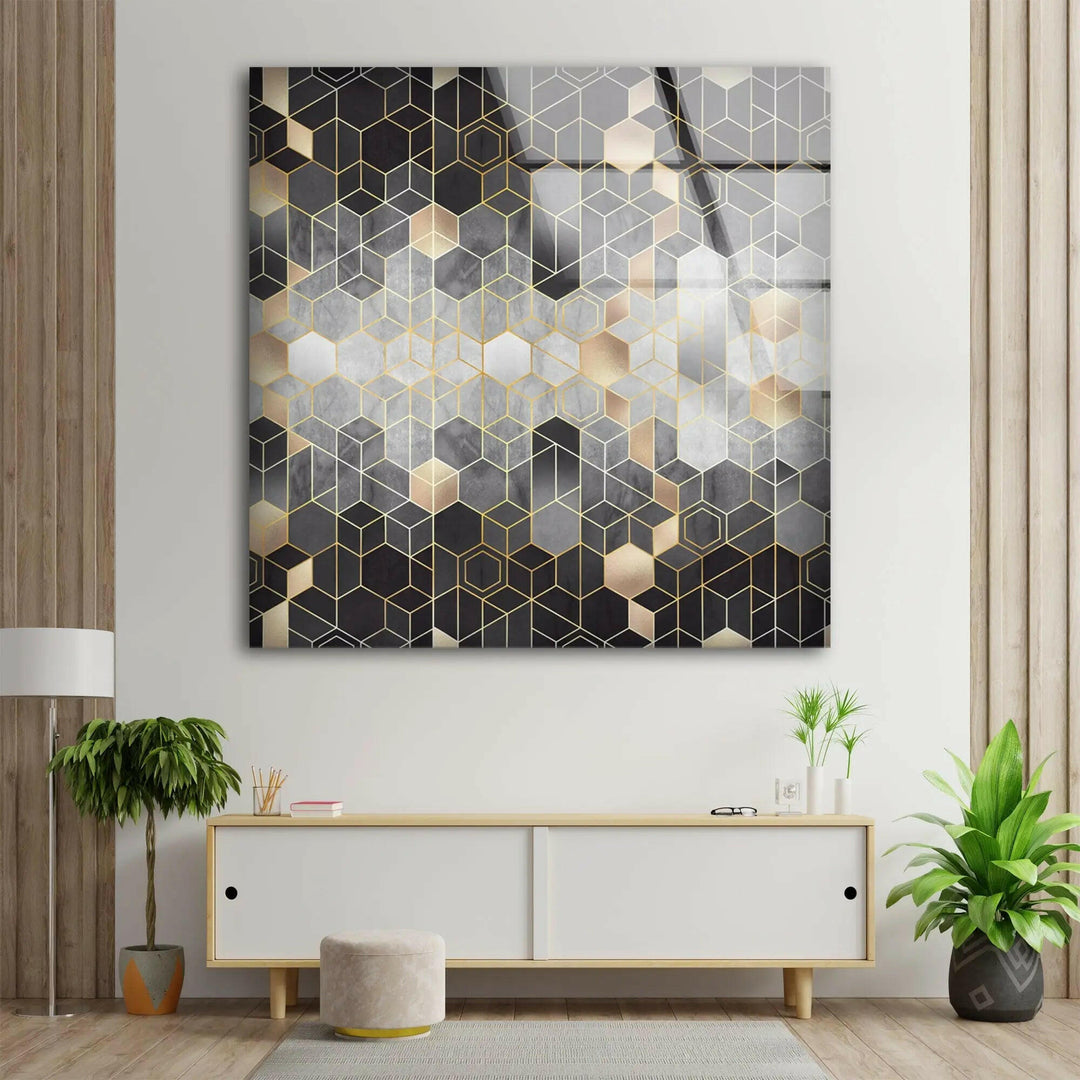 Mosaic Hexagon Glass Wall Art glass photo prints, glass picture prints