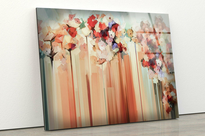 Flower Oil Painting Glass Wall Art, photo print on glass, prints on glass wall art
