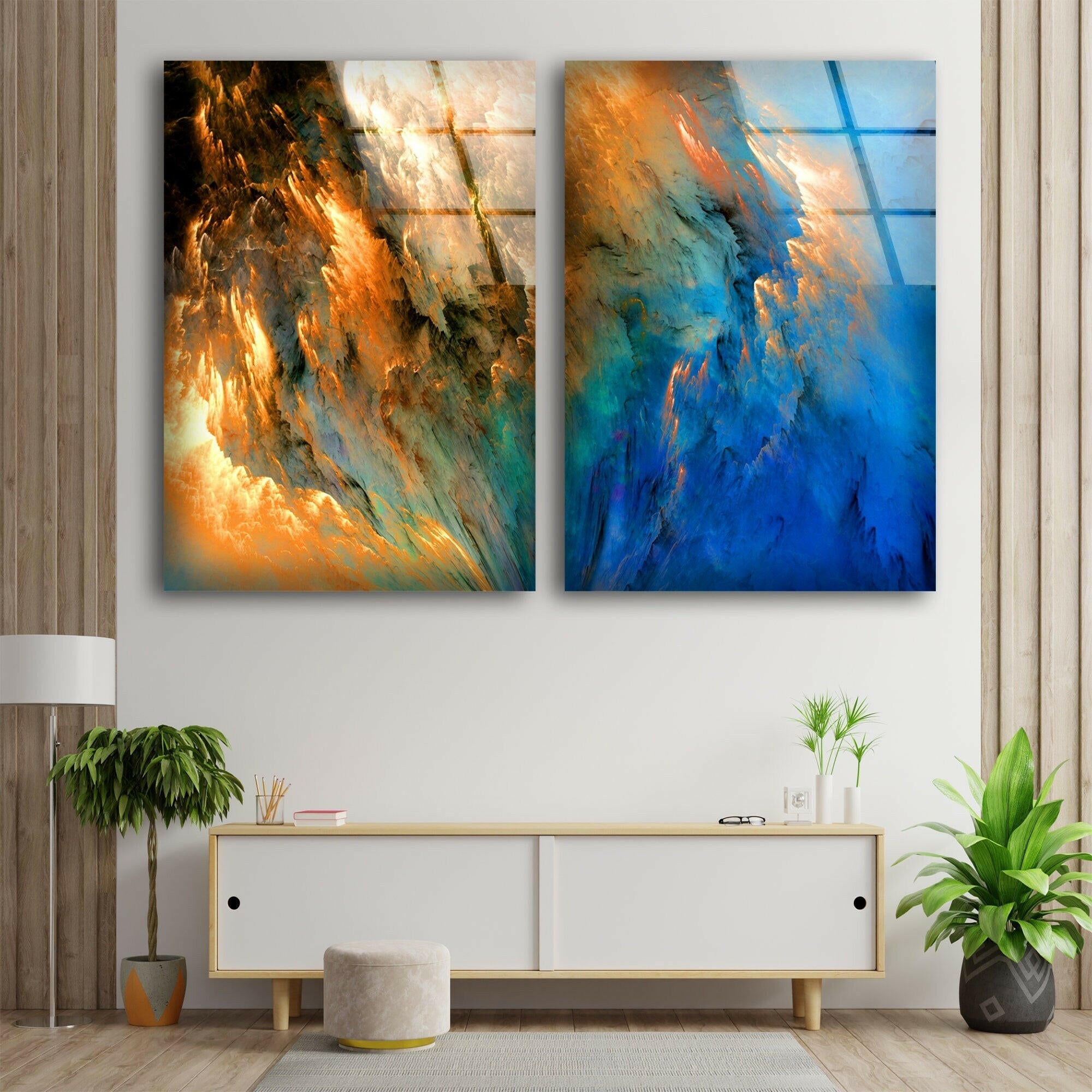 Modern Decorative Abstract Tempered Glass Wall Art