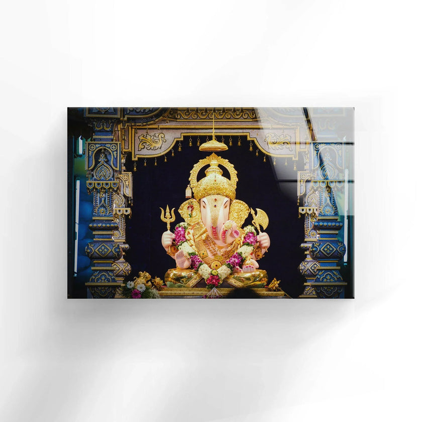 Hindu Lord Ganesha Glass Wall Art