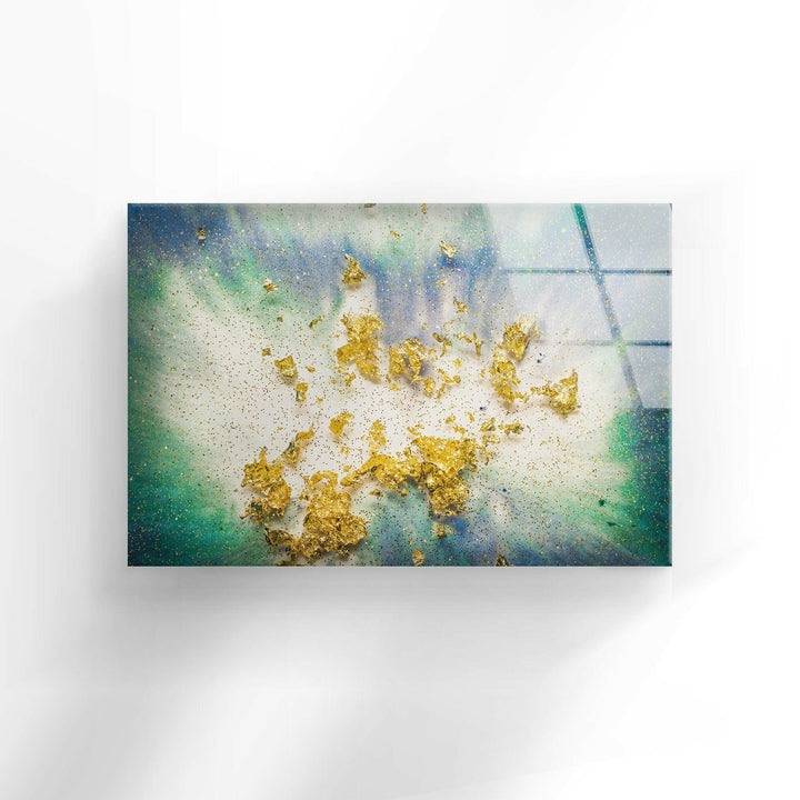 Golden Epoxy Design Abstract Glass Wall Art print picture on glass, Tempered Glass Wall Art
