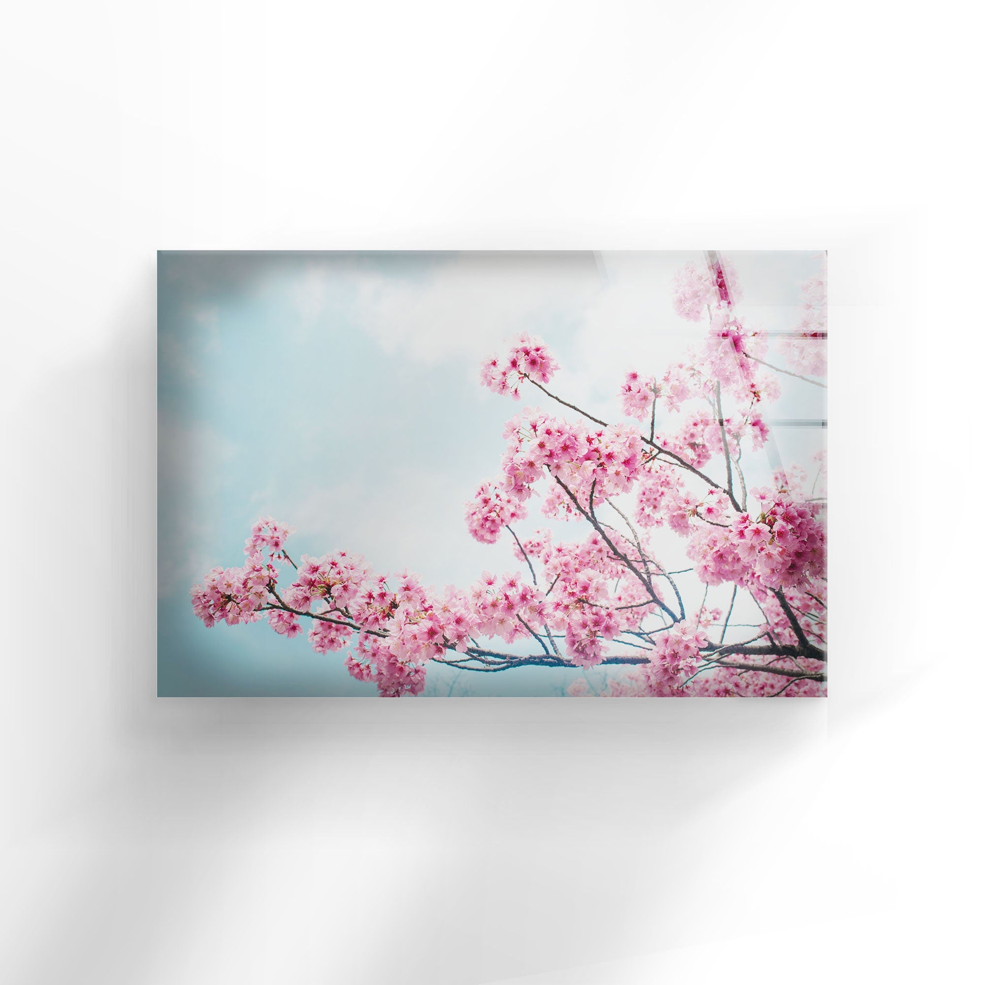 Japanese Red Flower Tempered Glass Wall Art