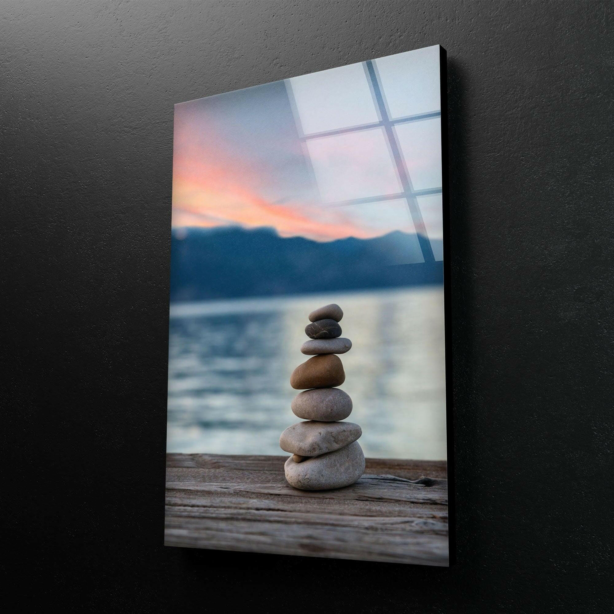 Balanced Stones Tempered Glass Wall Art