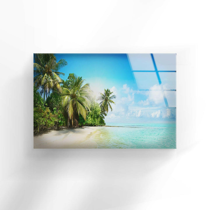 Tropische Strandlandschaft, Glaswandkunst