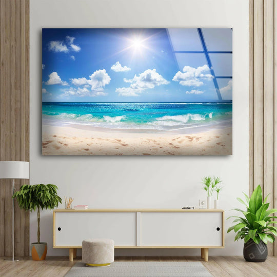 Summer Beach Landscape Glass Wall Art - MyPhotoStation
