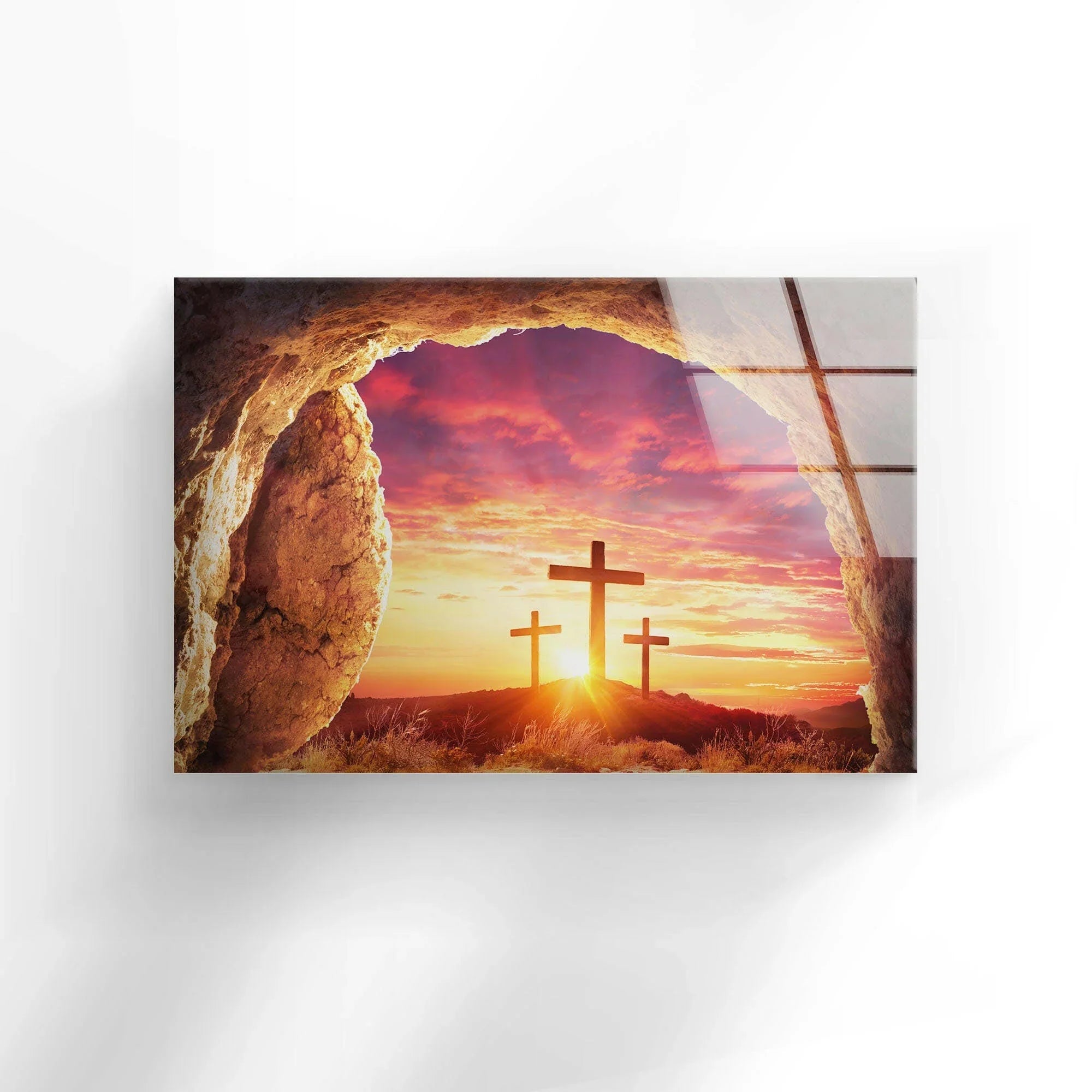 CROSS-CF限定 心が叫びたがってるんだ。クリアアートキューブ P250C1 Christian Cross with Sunset Wall Decor – Spiritual Glass Artwork