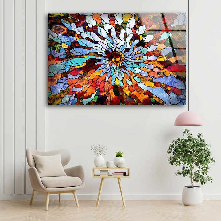 Colorful Stained Design Glass Wall Art - Our modern glass wall art will make your living room look better, or you can choose glass wall art for the living room to make a captivating center point. Our glass wall hanging choices make it easy and stylish to show off glass art, glass panel art, and glass panel artwork. With glass photo prints, you can keep your favorite memories alive forever as photographs or pictures on glass that look like they're coming to life.