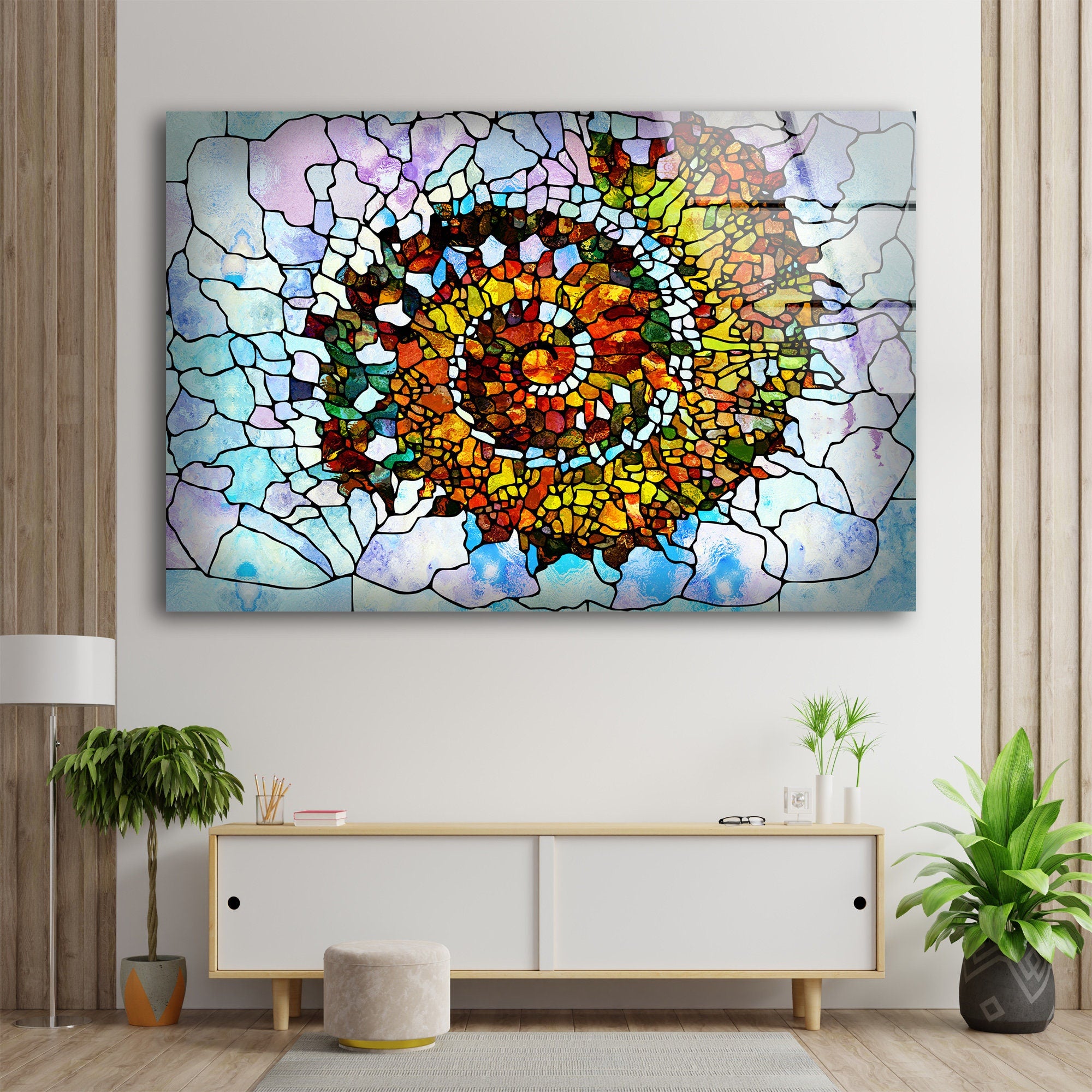 Fractal Marble Tempered Glass Wall Art