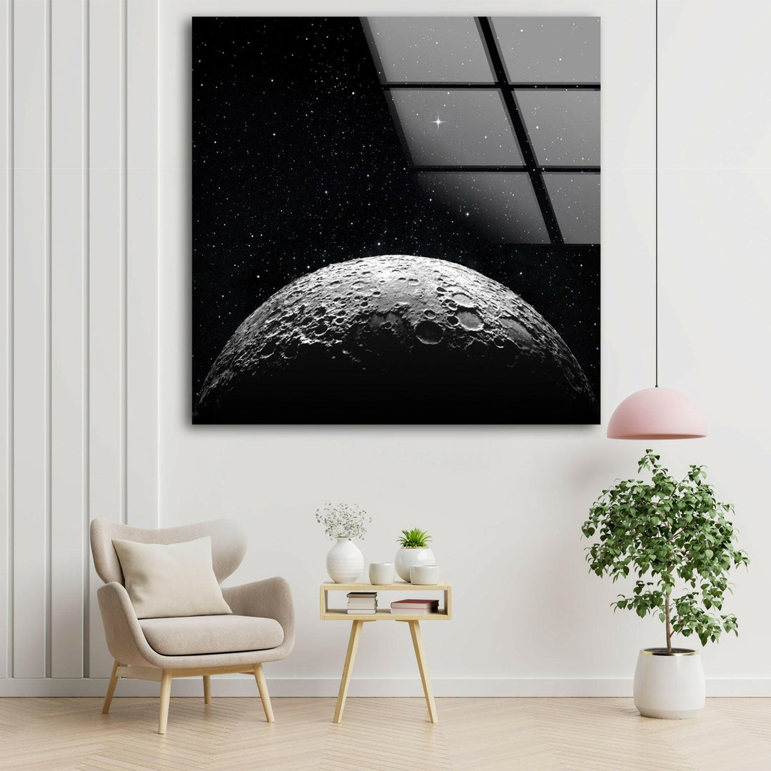 Moon Surface Glass Wall Art, glass image printing, glass prints from photos