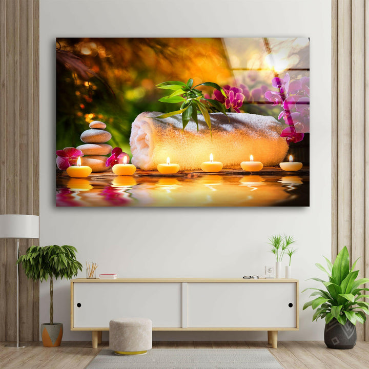 Zen Spa Stones Relax Elegant Large Abstract Glass Wall Art