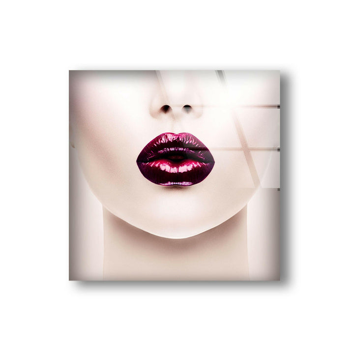 Rote Lippen Frau Cool Art Glas Wandkunst