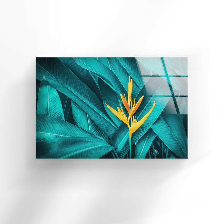 Paradiesvogelblumen-Wandkunst aus Glas