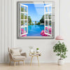 Beach and Palm Trees Tempered Glass Wall Art