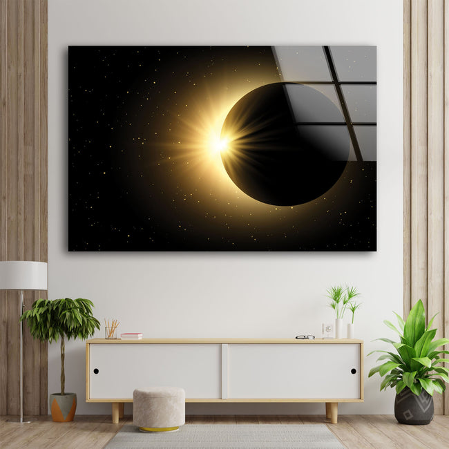Sun and Moon Tempered Glass Wall Art