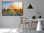 Taj Mahal in India Tempered Glass Wall Art