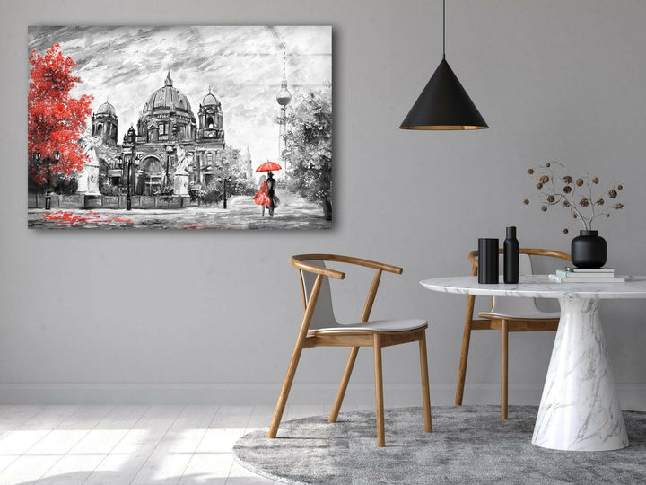Berlin Street View Glass Wall Art, Glass Printing Wall Art, Print photos on glass