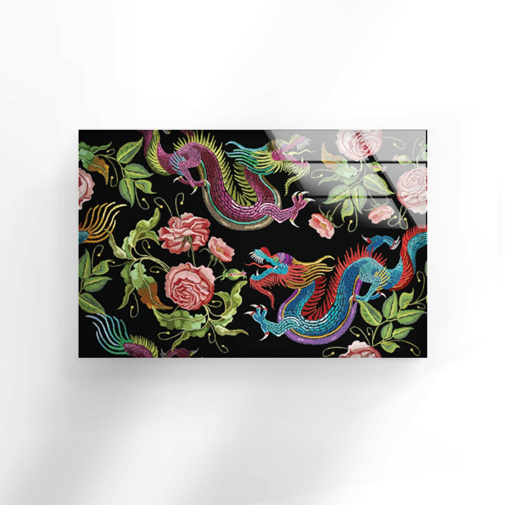 Japanese Dragon Tempered Glass Wall Art