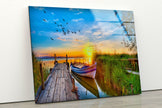 Sky Landscape with Sunset Tempered Glass Wall Art