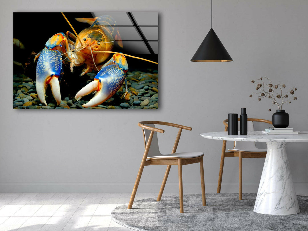 Decorative Lobster Glass Wall Art print on glass, glass printed photos