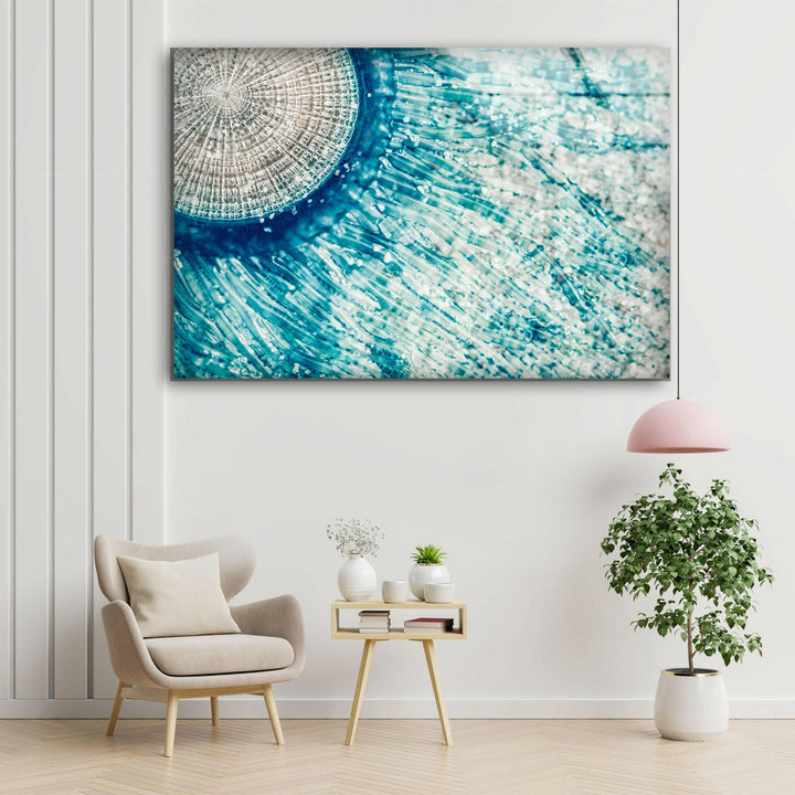 Blue Button Jellyfish Glass Wall Art 