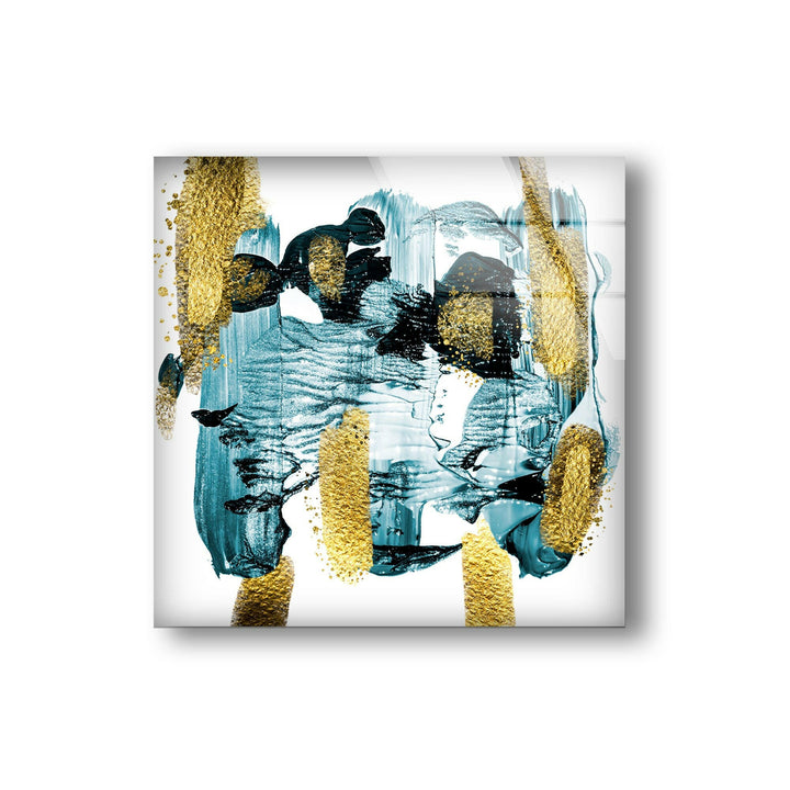 blue and gold Glass Wall Artwork & Cool Decor