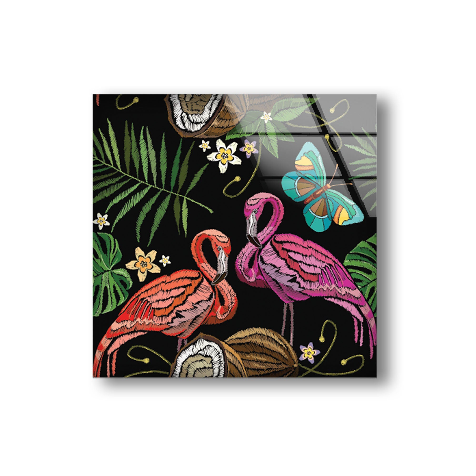 Flamingo Tempered Glass Wall Art