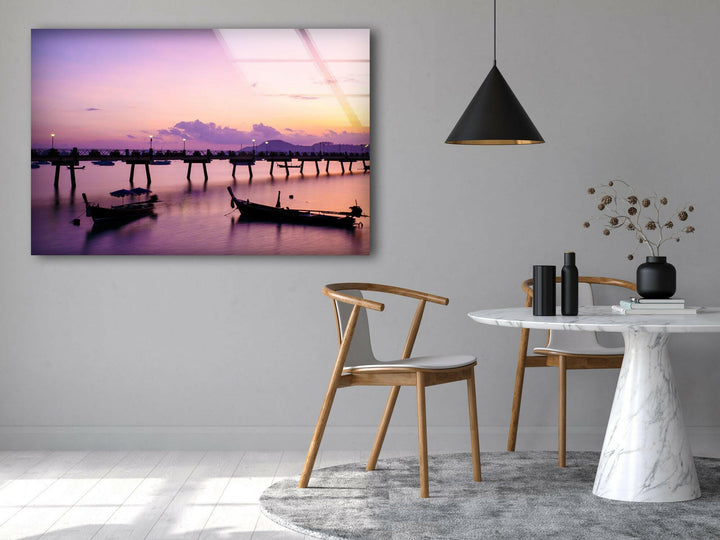Serene Pier at Dusk – A Dreamy Coastal Glass Artwork
