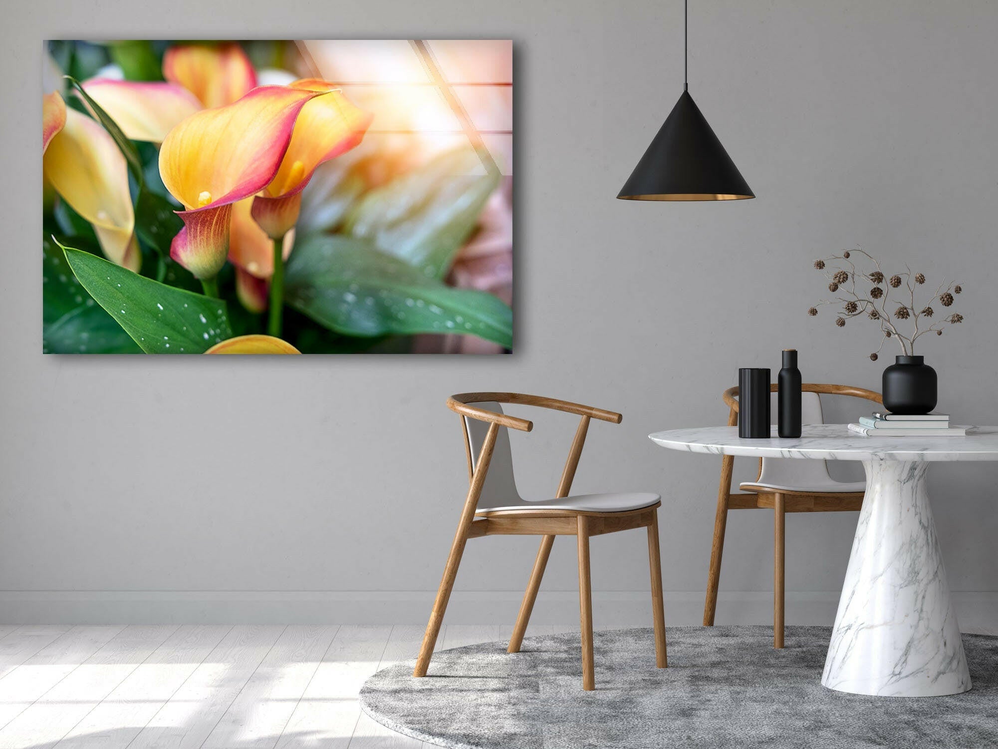 Vivid Floral Tempered Glass Wall Art
