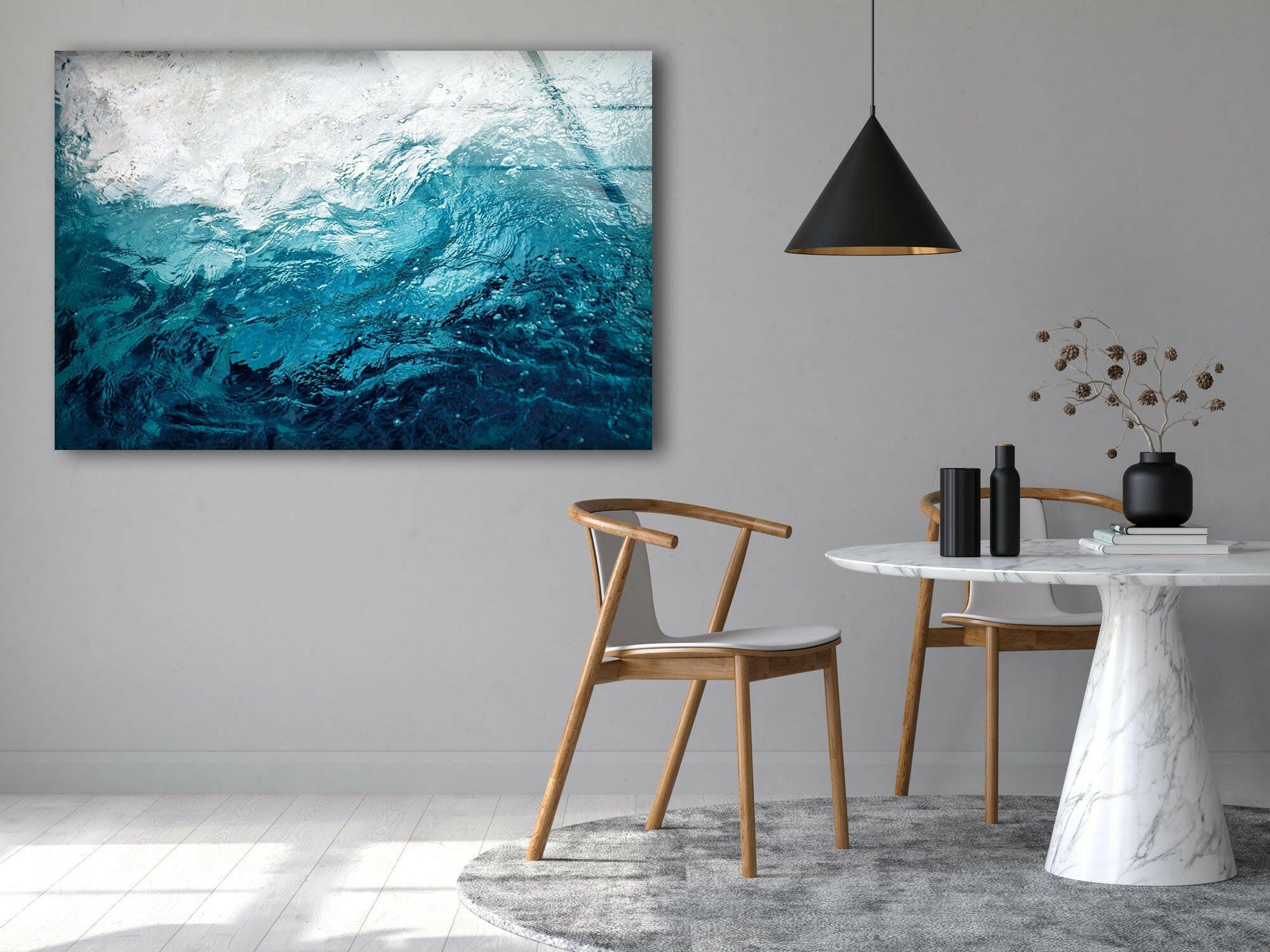 Sea Waves Tempered Glass Wall Art