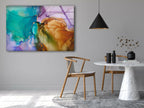 Green Purple Marble Tempered Glass Wall Art