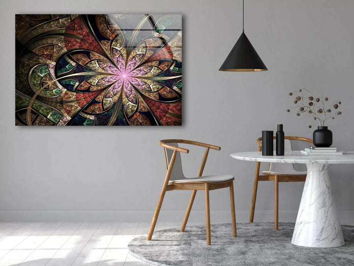 Decorative Brown Fractal Glass Wall Art glass art painting, glass art for the Wall
