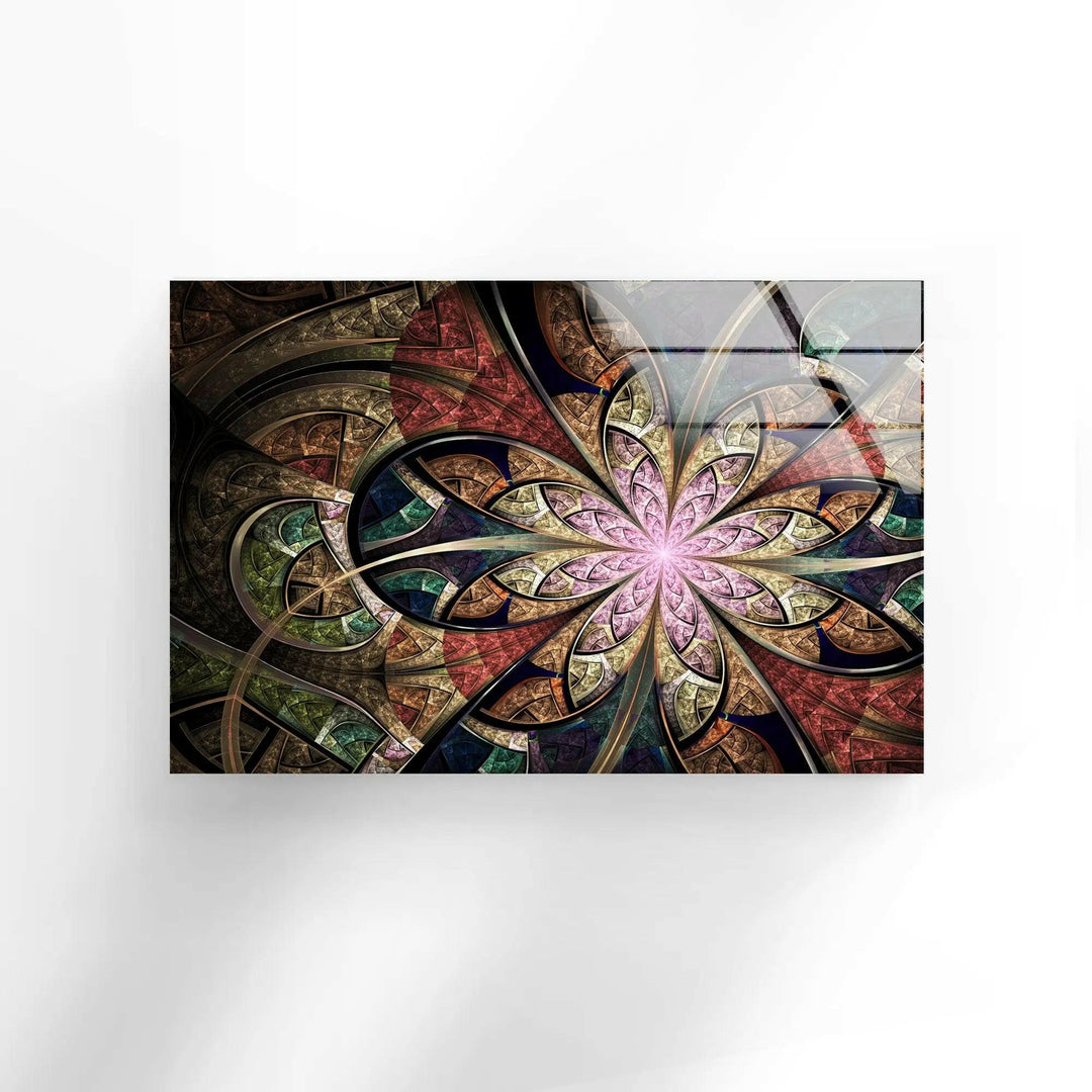 Decorative Brown Fractal Glass Wall Art print on glass, glass printed photos
