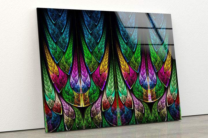 Vivid colors Fractal Stained Window Glass Wall Art